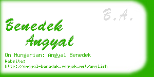 benedek angyal business card